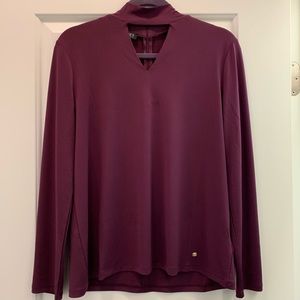 Plum keyhole-collar Tunic